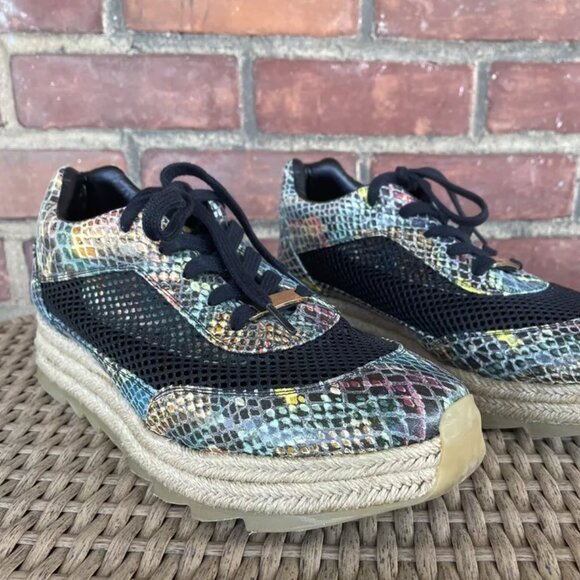 STELLA MCCARTNEY Sz 9.5 40 Vegan Mesh Snakeskin Platform Espadrille Sneakers - Picture 2 of 7